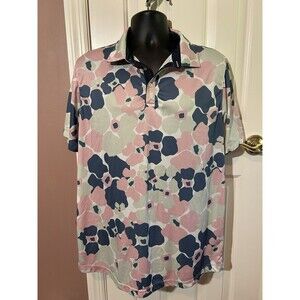 Swannies Polo Shirt Mens Size Extra Large Pink Floral Active Performance